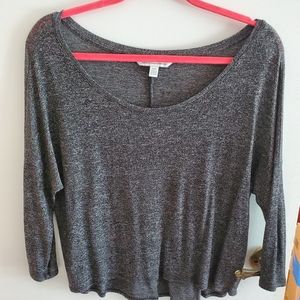 American Eagle Gray Sheer 3/4 Sleeve